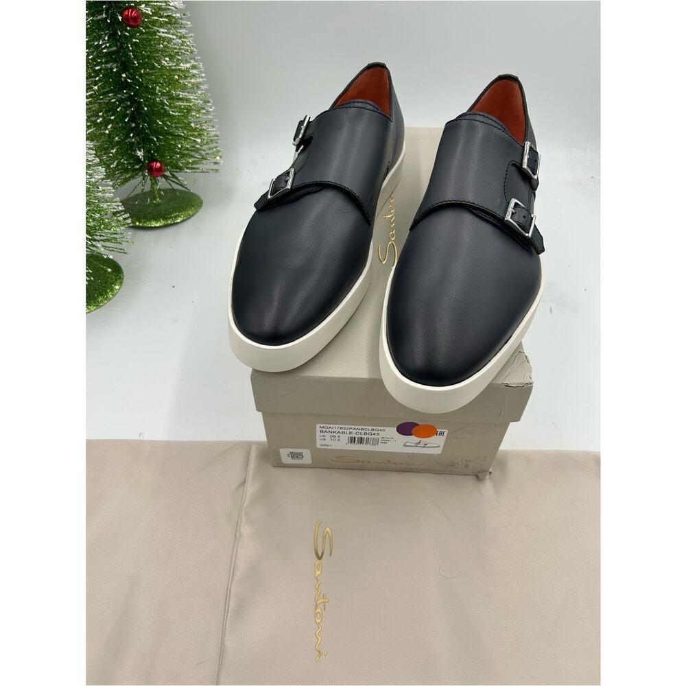 Men's Santoni bankable double Monk strap sneakers size 10.5 US made in Italy - Picture 10 of 12